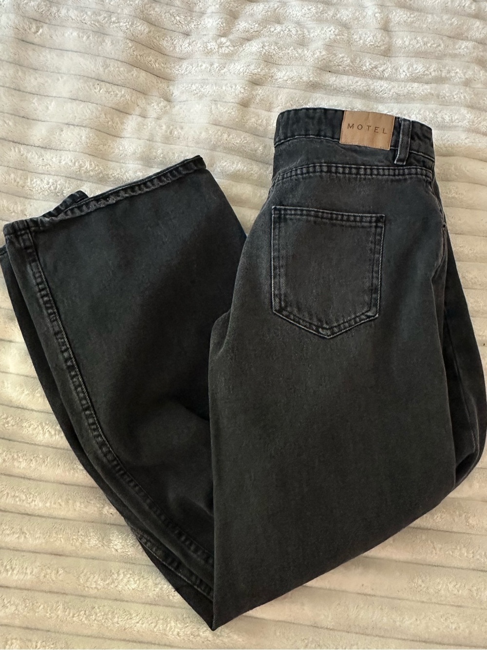 Motel Rocks Roomy Extra Wide Low Rise Jeans Washed Black | W30 L32